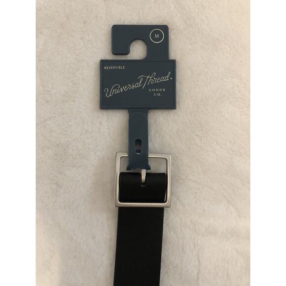 Universal Thread Womens Belt Medium Black Pilgrim Reversible Square Buckle NEW - Picture 1 of 8
